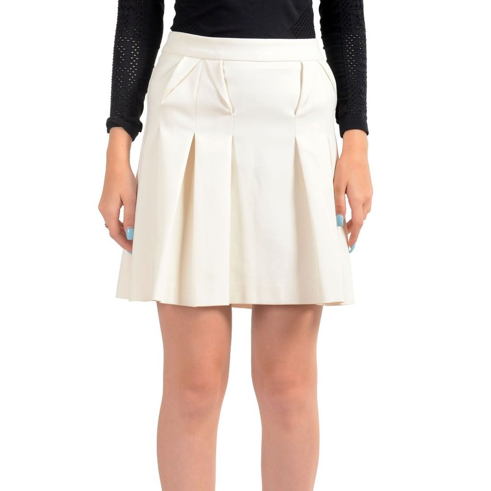 Versus by Versace Women's Ivory Pleated Mini A-Line Skirt